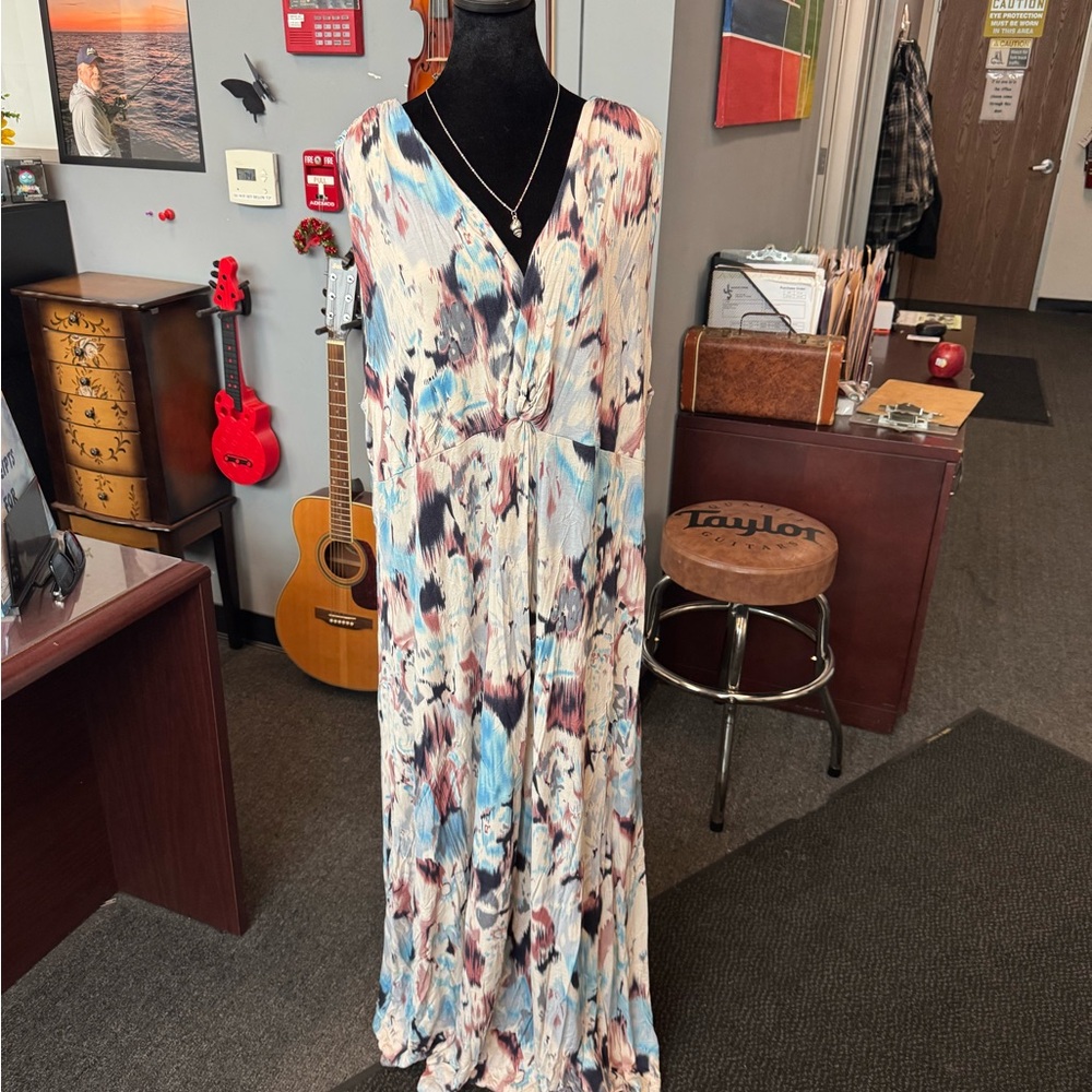 Ashro Cream and Brown Maxi Dress XXXL